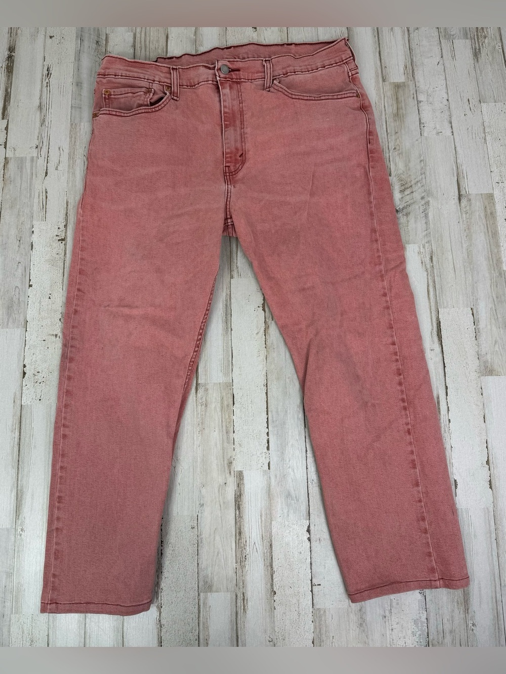 Levis 502 Pants Jeans Men 36x26 Denim Stretch Pink Straight - Picture 2 of 11